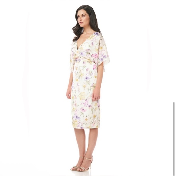 THEIA Printed Charmeuse Kimono Dress - Picture 3 of 4